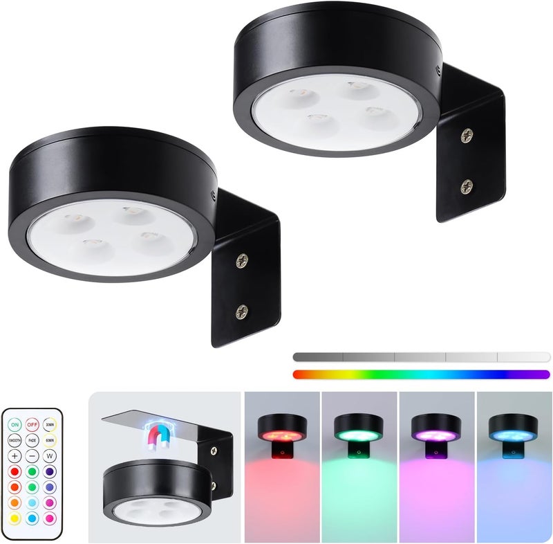 KELUOLY 2-Pack Wireless Battery Operated Painting Light with Remote Control,13 Color RGB Magnetic Led Art Display Light for Picture Frame, Dimmable and Timer Painting Light, Wall Decor Black display light - Image 1